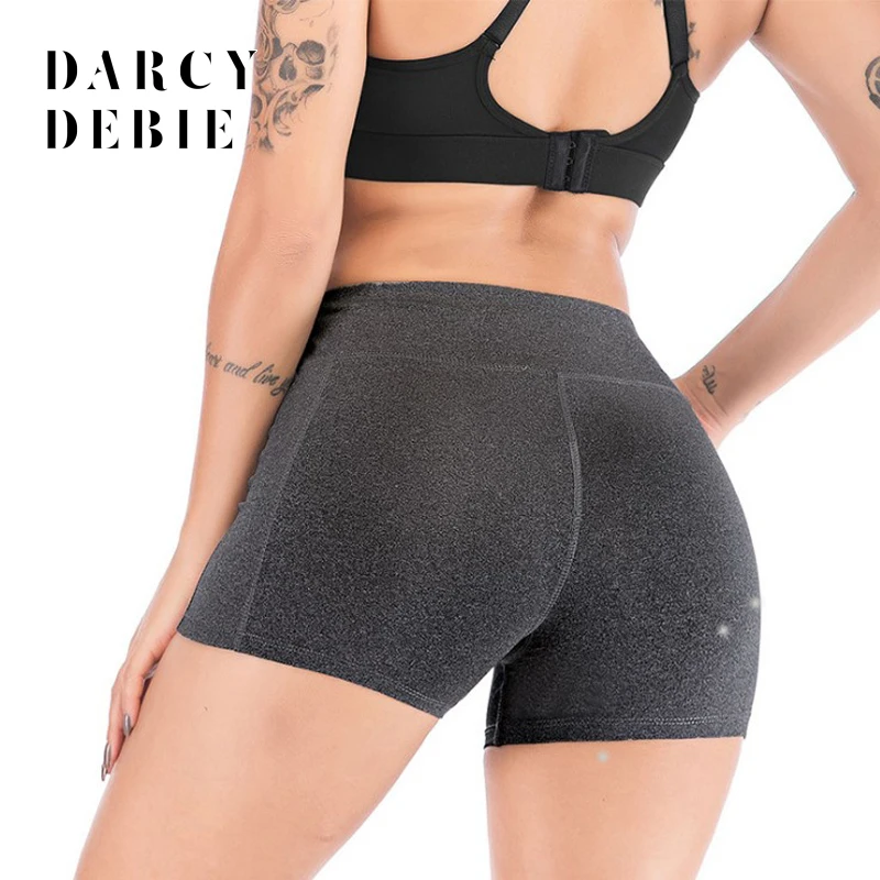 

2019 Summer Soft Yoga Shorts Gym Fitness Spandex Lulu Pocket Sport Shorts For Women Tight Short Workout Leggings Sportswear