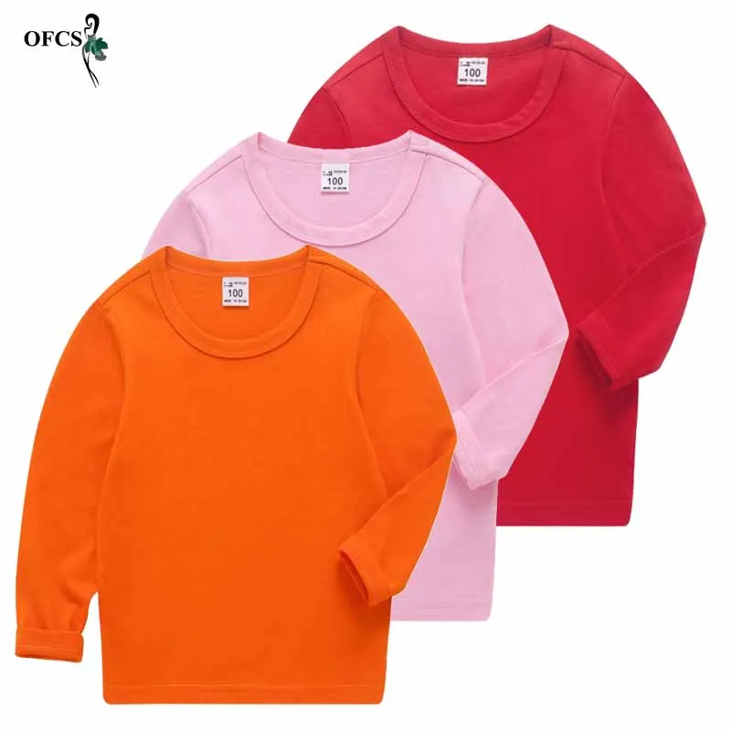 Одежда для малышей для девочек Чистый цвет футболки Детская футболка с длинным рукавом детская вязаная футболка летние топы футболки для девочек Костюмы 24M-12Year