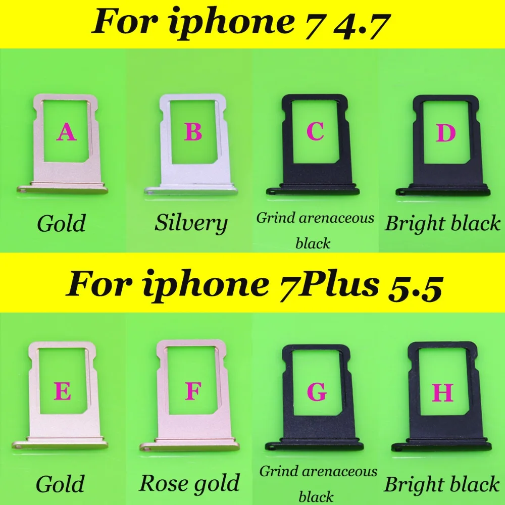 

Sim Card Tray Holder Slot Replacement Parts For iPhone 7 4.7" 7 Plus 5.5" 5 Colour in Stock Wholesale