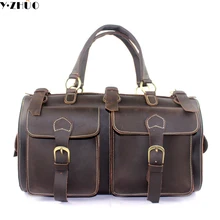 crazy horse genuine leather men travel bag large handbag vintage duffel bag men messenger shoulder bag