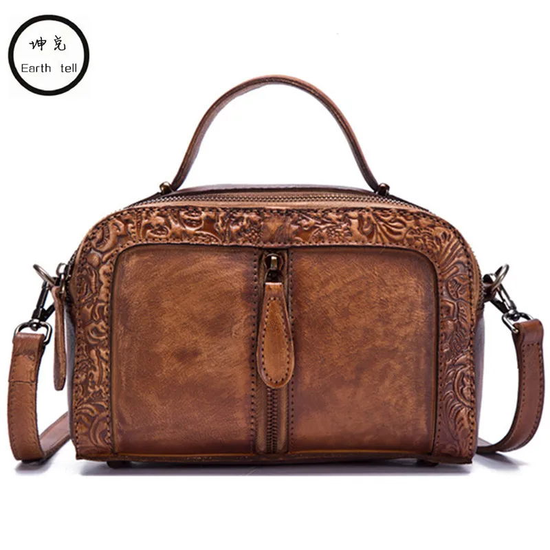 Women Genuine Leather Tote Handbag Vintage Embossed Crossbody Shoulder Bag High Quality Casual Female Rub Color Messenger Bags Women Genuine Leather Tote Handbag Vintage Embossed Crossbody Shoulder Bag High Quality Casual Female Rub Color Messenger Bags