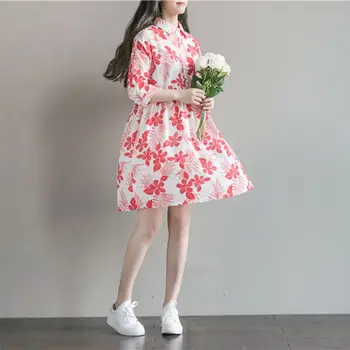

2018 Maternity Dresses Print Maternity Clothes for Pregnant Women Summer Autumn Maternity Clothing Formal Cotton Pregnancy Dress