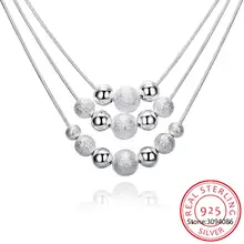 Новые очаровательные ювелирные изделия из стерлингового серебра 925 пробы классические высококачественные модные три слоя цепи легкие серьги бусы ожерелье