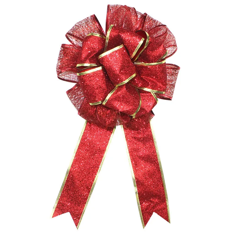 25cm * 45cm Red Handmade Large Ribbon Christmas Glitter Bow Lace ribbon