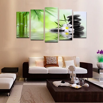 

No framed 5 Piece Bamboo Stone Scenery Modern Home Wall Decor Canvas Picture Art HD Print Painting On Canvas For Home Decor