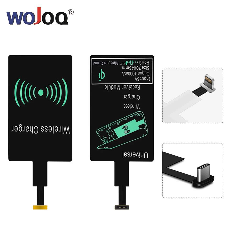 

WOJOQ Universal Qi Wireless Charger Receiver Charging Adapter Receptor micro USB for Samsung Xiaomi HTC Android phone