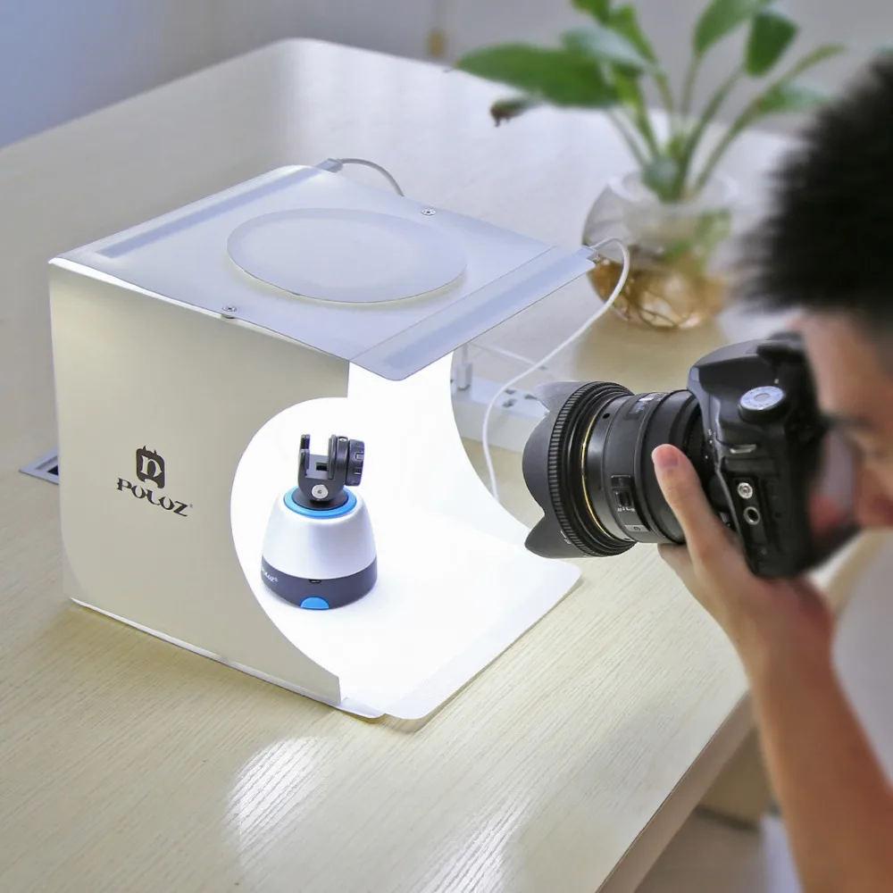 

PULUZ PU5022 Compact Foldable Design Mini Small Size LED Photography Studio Box With 2pcs LED Light for SLR/ Digital Camera