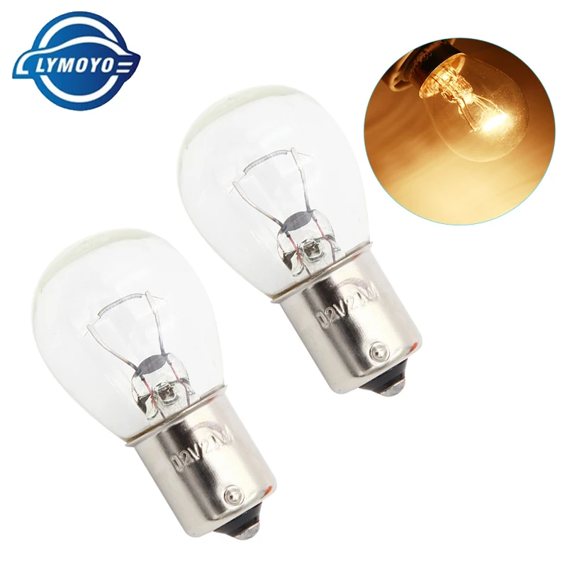 

LYMOYO 1156 P21W BA15S 10pcs car warm white halogen lamp 12v 21W reverse lights brake bulbs Stop Light Rear Turn Signal DRL 12v