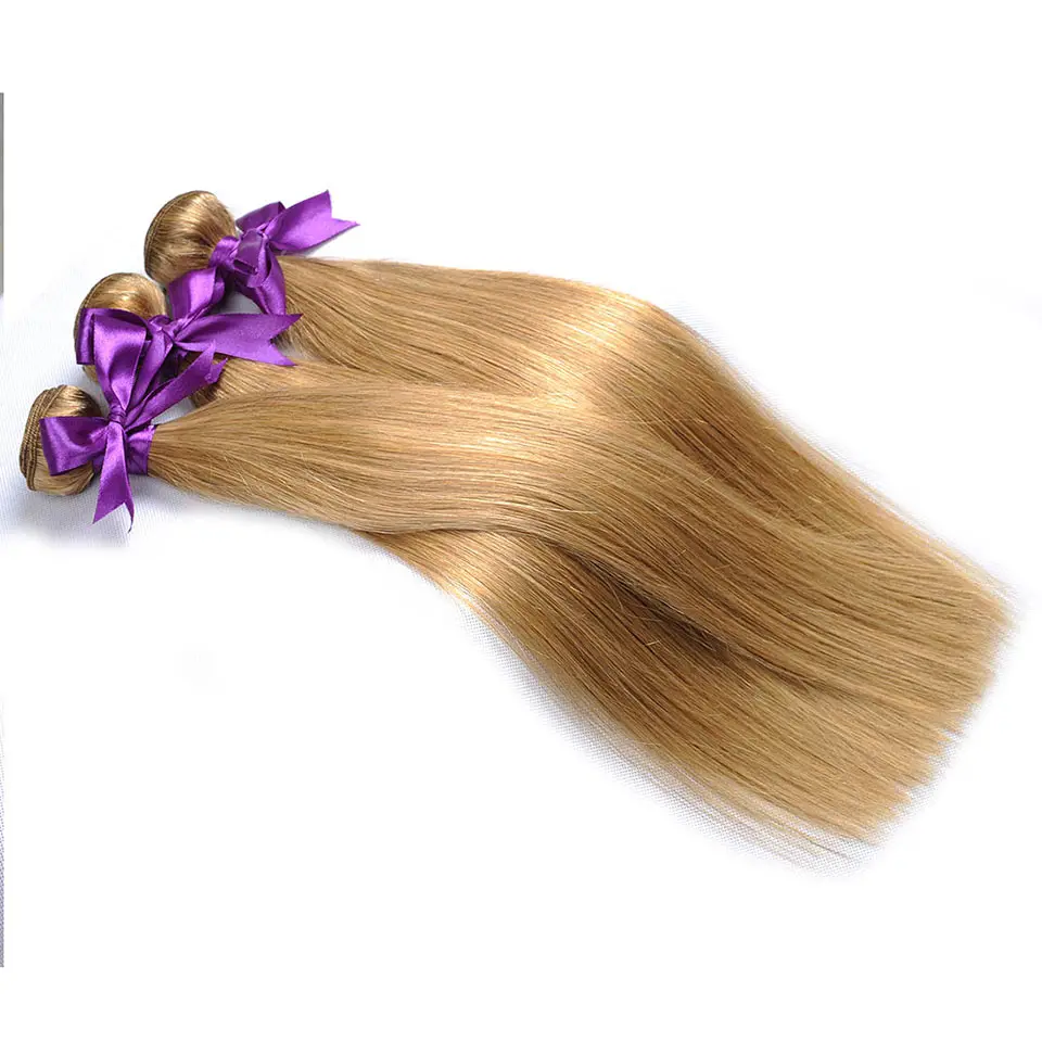 Colored #27 Honey Blonde Bundles Straight Human Hair Weave Bundles 100% Peruvian Hair Extensions Shining Star Thick Weft NonRemy (20)