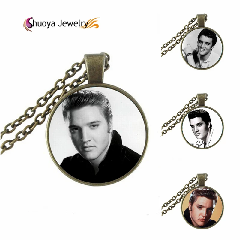 Elvis Presley Necklace B M 2016 New Fashion Round Glass Necklace Elvis Presley Pendant Glass Cabochon