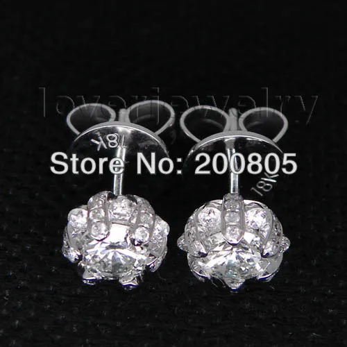 

Solid 18Kt White Gold Stud Earrings,Natural Diamond Wedding Earrings For Sale WE002