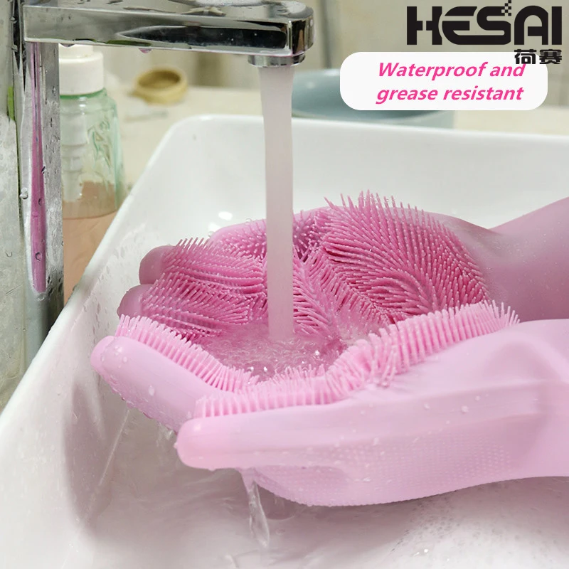 

1 pair Creative Home Washing Cleaning Gloves Garden Kitchen Dish Food Grade Silicone Household Cleaning Gloves for Dishwashing