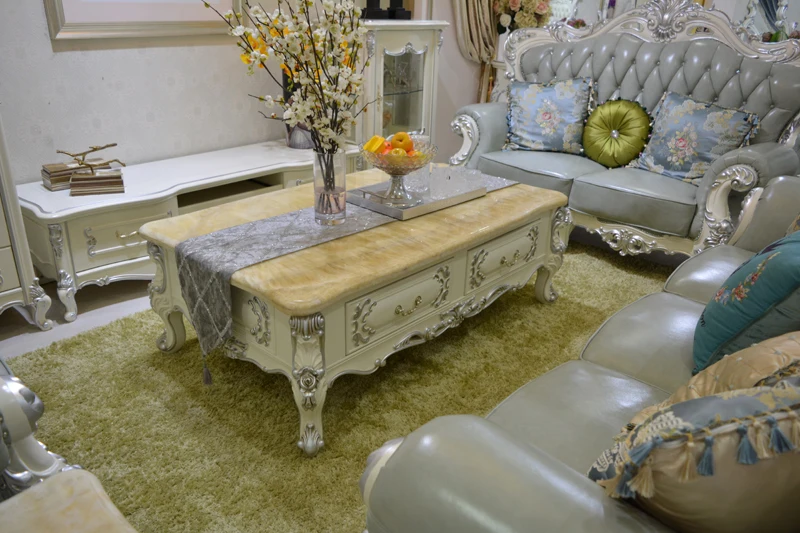 Королевский гостиной диван мебель классический деревянный кожаный диван с гостиной