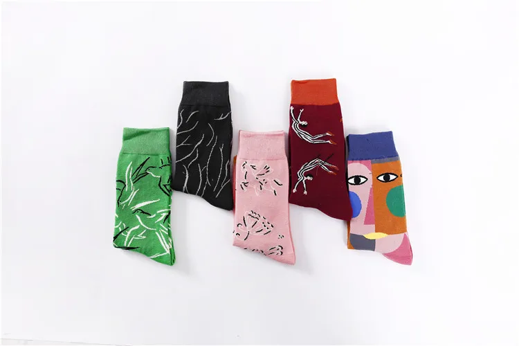 Большие цветочные носки удобные носки из хлопка для мужчин и женщин в европейском и американском стиле ретро Скейтбординг чулки чесаные