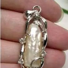 Горячая распродажа стиль >>>>> редкие 8 x 18 мм белый пресной воды культивированный жемчуг ожерелье