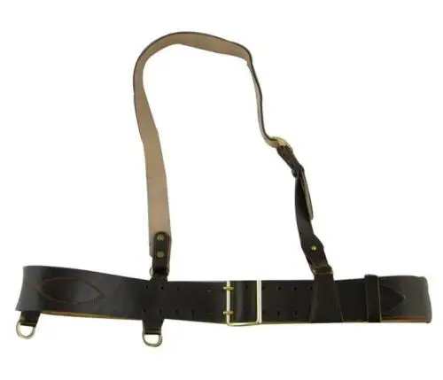 

SOVIET RUSSIAN RED ARMY OFFICER BROWN LEATHER BELT WITH SHOULDER STRAP - World military Store