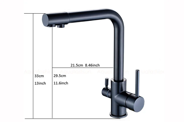Фильтрованная вода кухонный кран двойная ручка черный кухонный смеситель латунный кран для питьевой воды краны