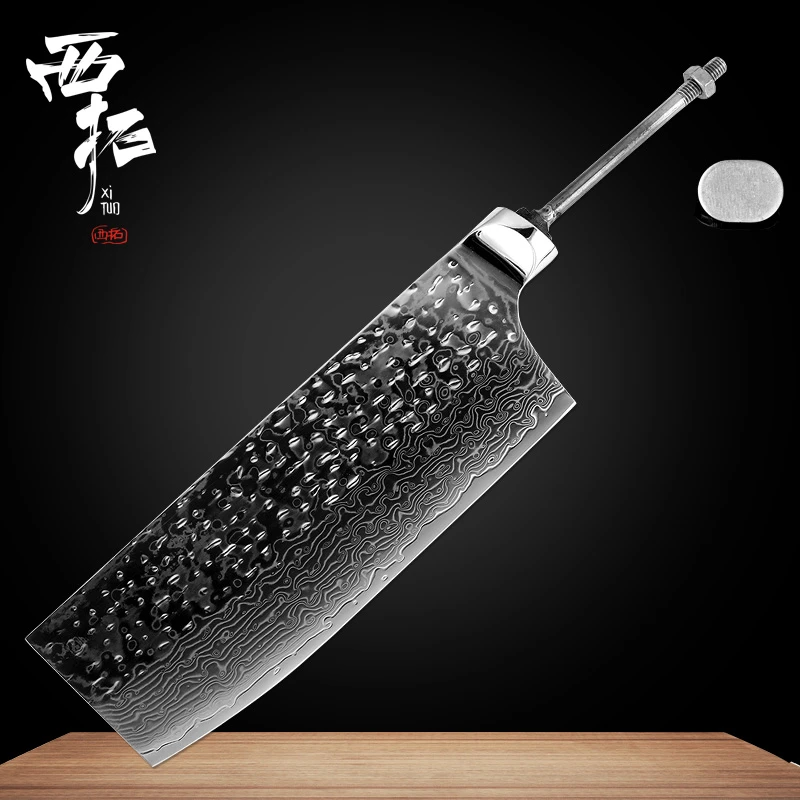 

XITUO chef knife blank Damascus steel hand forged 7"inch sharp cut meat fish vegetable santoku DIY full Tang kitchen accessories