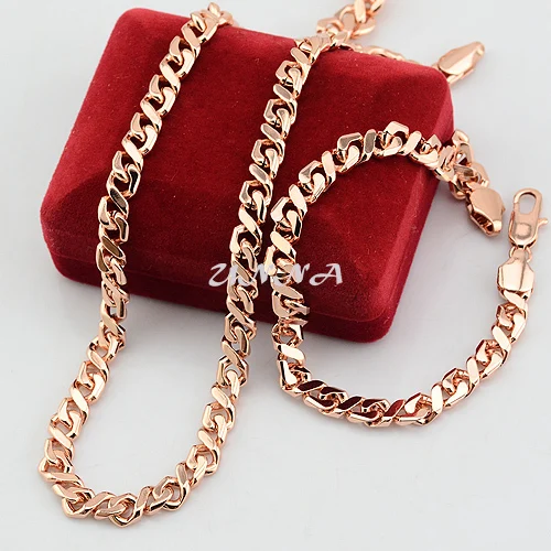 

5mm 7mm Set Jewelry Rose Gold Filled Bracelet Helix Necklace Gold Set Jewelry