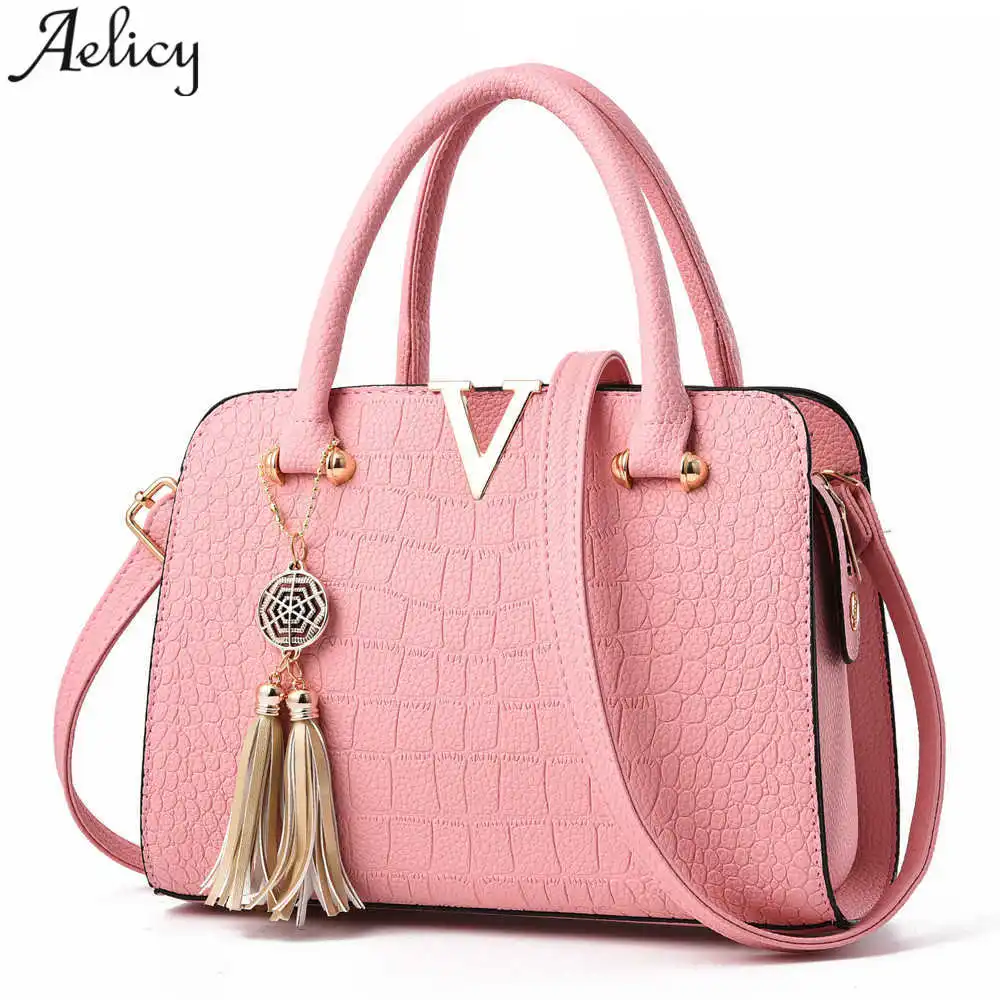 

Aelicy 2018 Crocodile Leather Women Bag V Letters Designer Handbags Luxury Quality Lady Shoulder Crossbody Bags for Women