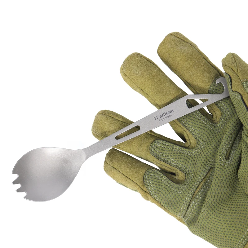 

Tiartisan Tableware Titanium Spork with Bottle Opener 3 in 1 Spork Cultery of Fork spoon for For Camping