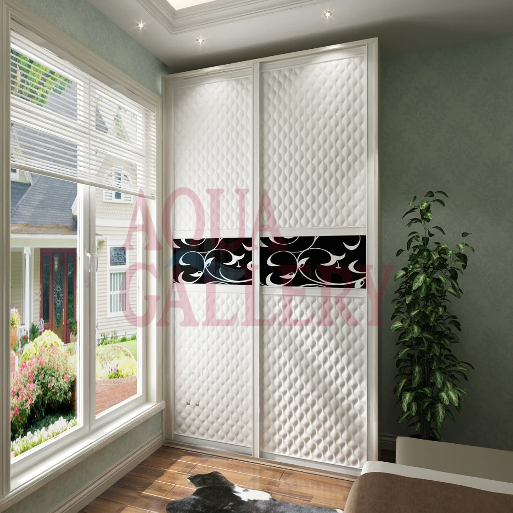 Contempoary Simple White Italian Style Sliding Door Wardrobe