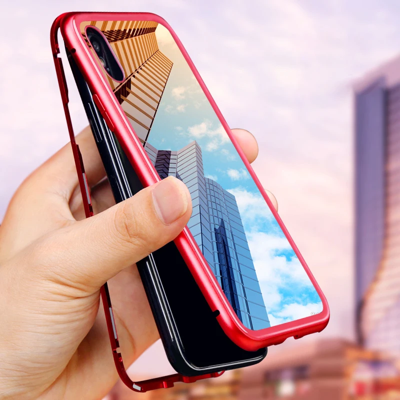 

Magnetic Adsorption Phone Case for Samsung Galaxy Note 8 9 S8 S9 Plus Metal Adsorption Cases for IPhone X XS XR XS Max