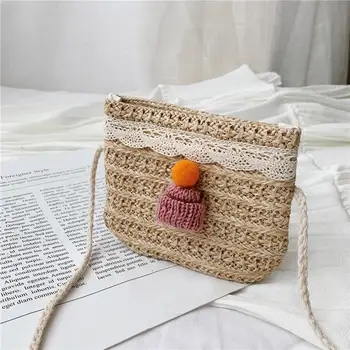 

Women Small Shoulder Handbags Women Bag 2019 Beach Summer Rattan Fashion Tassel Weave Bag Girls Cute Decor Shoulder Straw Bag