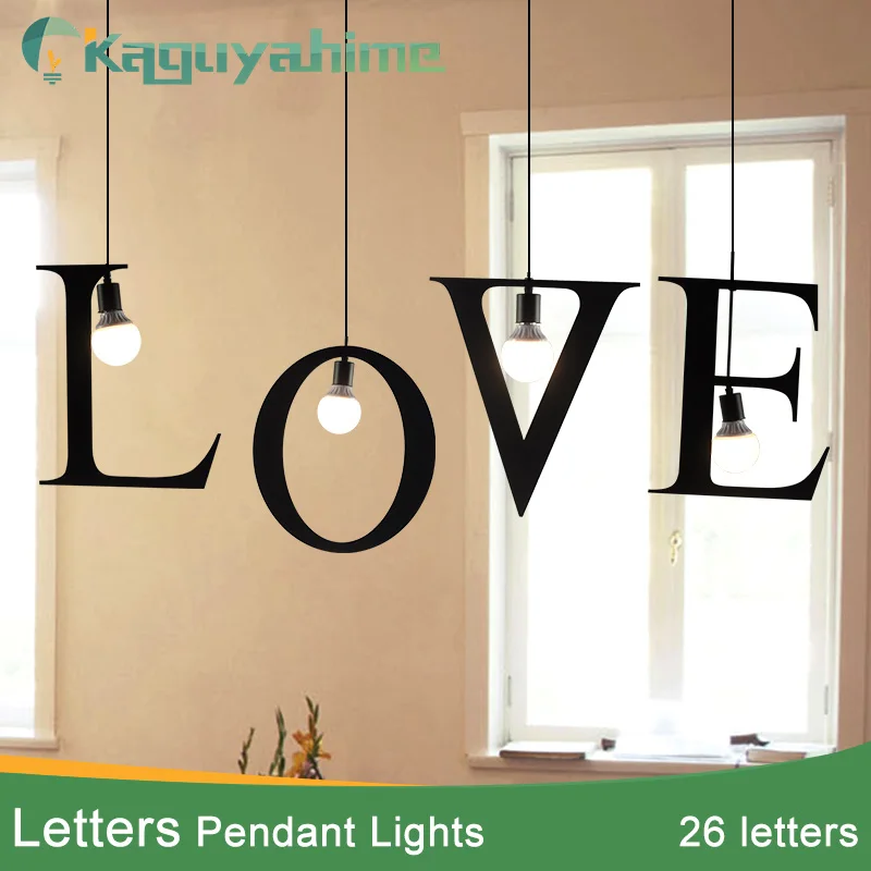 

Kaguyahime DIY Letter Light Pendant Nordic Lights E27 Decor Luminaire Creative A to Z Hanging Alphabet Shape Lamp Living Room
