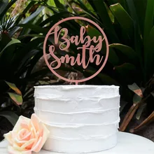 Топпер для крещения, торта, на заказ, имя для детского душа, Топпер для торта, на крестины, на день рождения, на вечеринку, топпер для торта, зеркальный, розовое золото