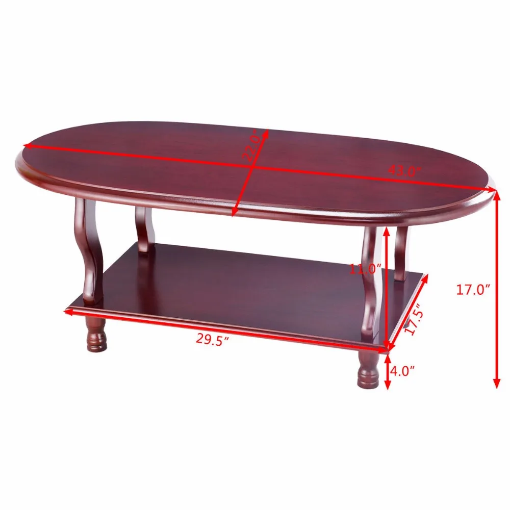 Giantex Coffee Oval Table Classic 2 Tier Design Lower Shelf End Accent Table Living Room Furniture HW57879 Giantex Coffee Oval Table Classic 2 Tier Design Lower Shelf End Accent Table Living Room Furniture HW57879