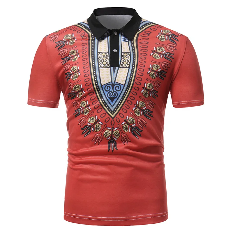 African Dashiki Polo Shirt Men 2018 Summer Short Sleeve Mens Polo Homme