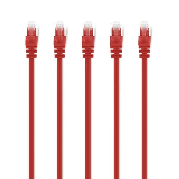 

5Packs Red 6FT CAT6 Round UTP 10-Gigabit Ethernet Network Cables RJ45 Patch LAN Cord with ROHS.ANSI/TIA-568-C.2 ETL Verified,CE