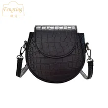 Мини-клатч для женщин, круглые однотонные женские сумки на застежке, сумки через плечо, Маленькая кожаная сумка на плечо Fengting FTB055