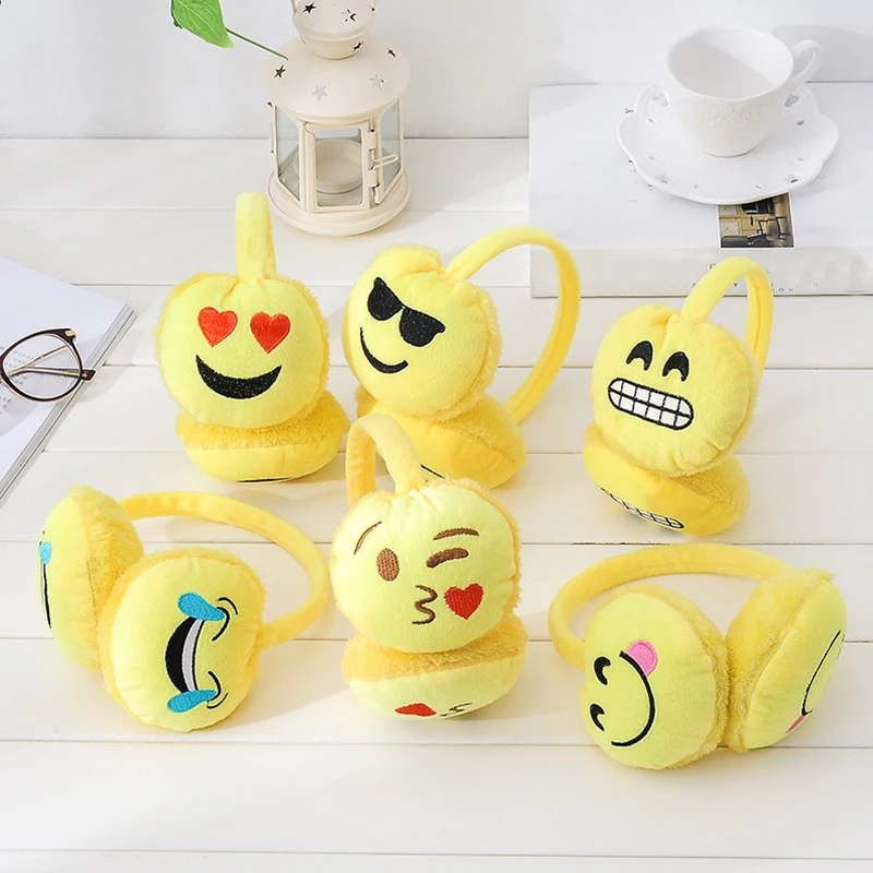 Women Winter Plush Emoji Headband Earmuffs Fashion Emoticon Ear Warmer
