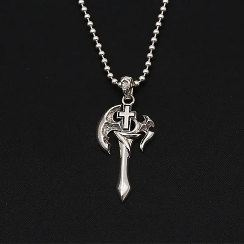 

Solid Silver 925 Gothic Ax Cross Pendant For Necklace Men Punk Thai Silver 925 Sterling Silver Jewelry Accessory Men Free Box