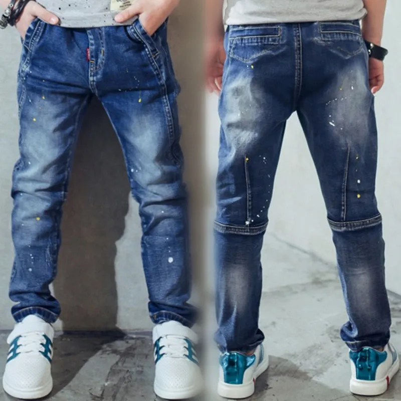 

Children gift, jeans boy for children wear fashionable style and high quality kids jeans, 3996 paint spot soft denim jeans