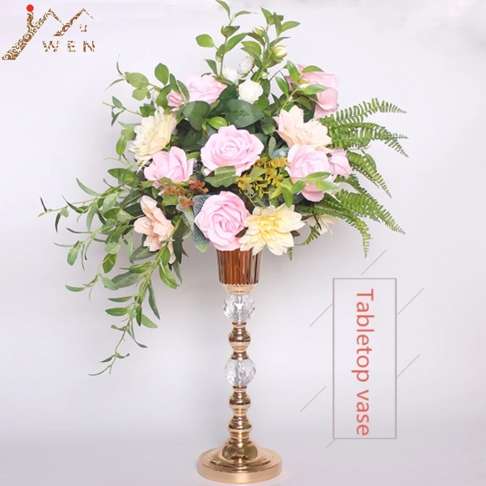 10PCS/LOT Gold Vases 50 CM/ 20" Crystal Flower Road Lead Wedding Table