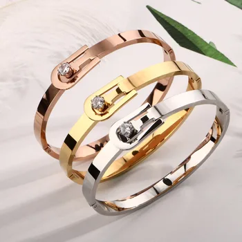 

Luxury Crystal Belt Bracelets & Bangles Fashion Woman Stainless Steel Cuff Bangle Lady Wedding Party Luxury Brand Jewelry Gift