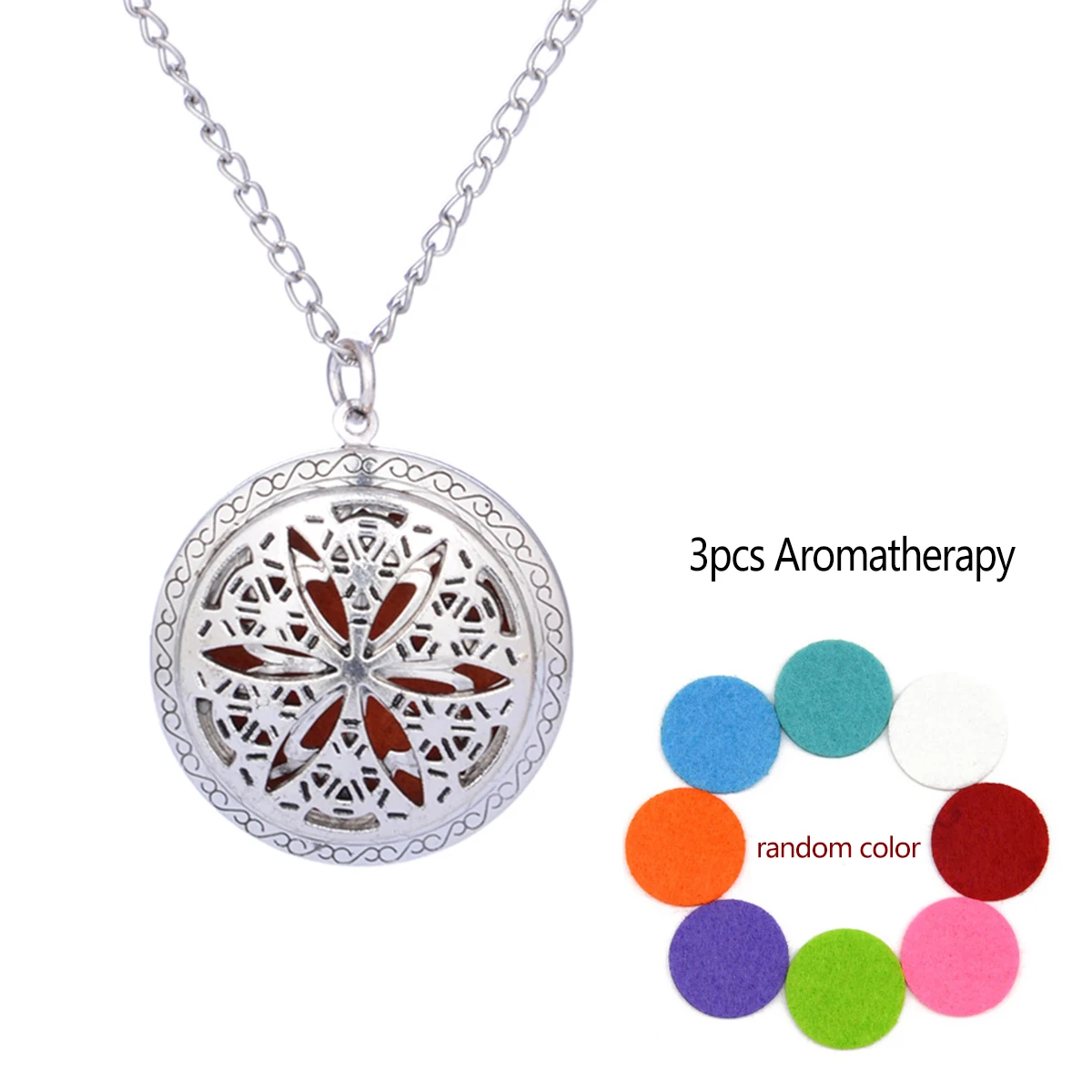 Aromatherapy Locket Necklace Hollow Round Pendant With Pads Oil Essential Diffuser Open Pendant Necklace Fashion Jewelry