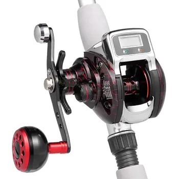 

Digital LED Display lure Bait casting Fishing Reel 14BB 6.3:1 Ratio Knob Metal Handle Baitcasting Reel 999m Fishing Line Control