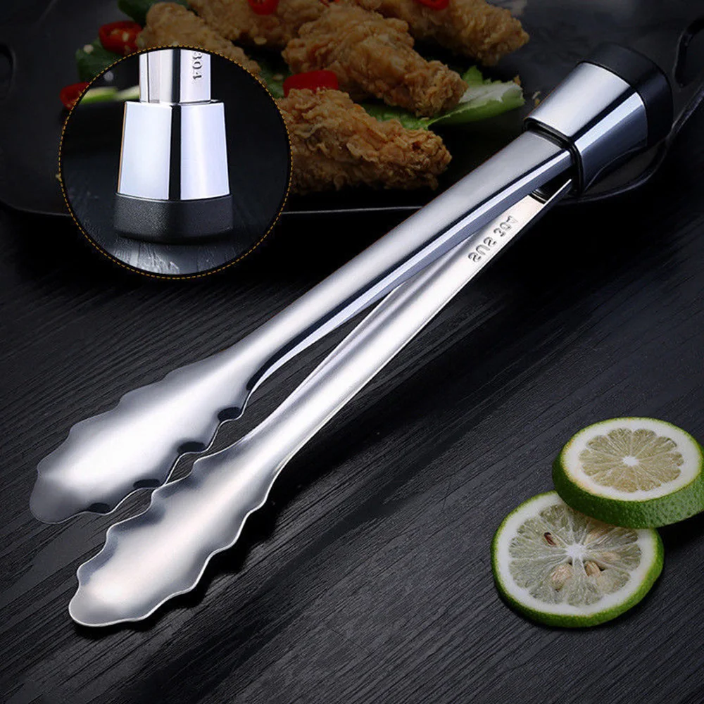 

New Stainless Steel Food Tong Clamp Upright Design Barbecue Clip Salad Bread Steak Spaghetti Cooking Kitchen Tool Freeship