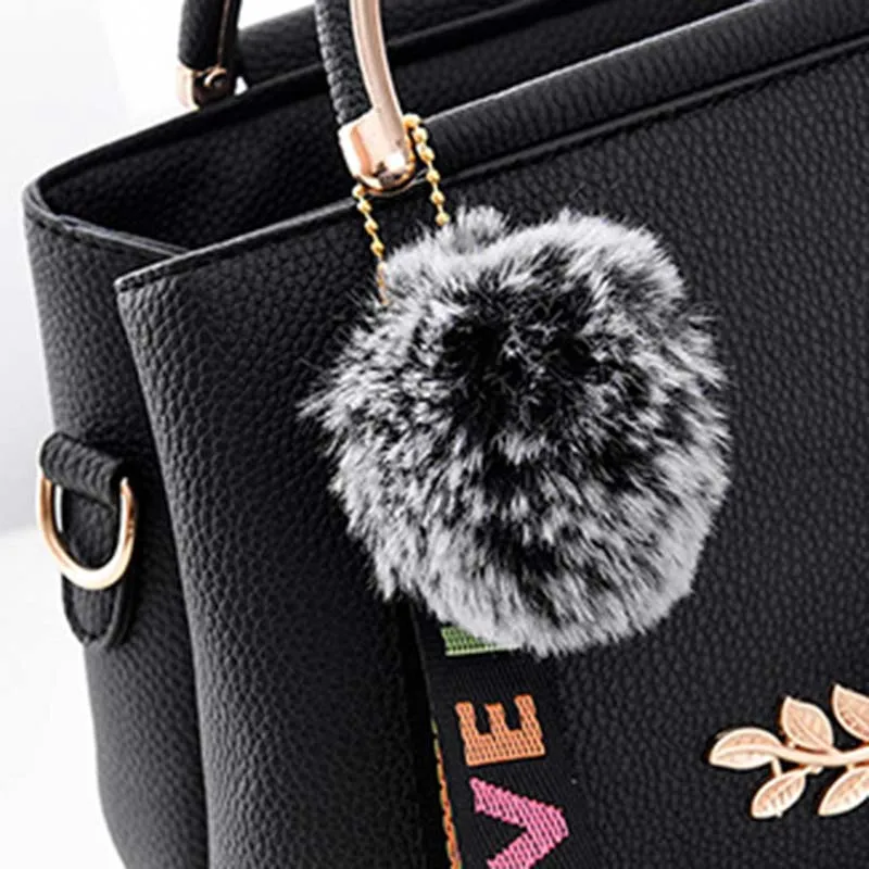 Women Flower Leather Handbag Holiday Female Pompom Clutch Bags Lady Travel Casual Shoulder Bag Exquisite Crossbody SS7001 (3)