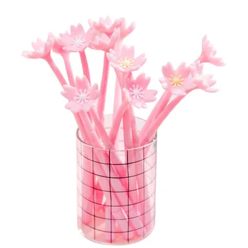 

48pcs/lot Creative romantic Japanese sakura flower cherry soft silicone gel pen student girl black pen cute signature pen