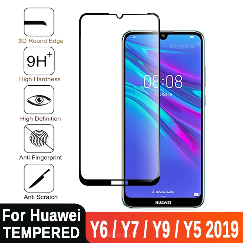 

3D For Huawei Y6 2019 Tempered Glass Full Cover Protective Safety Film Screen Protector On Y6 Prime Y7 Pro Y5 Y9 Y 5 6 7 9 2019