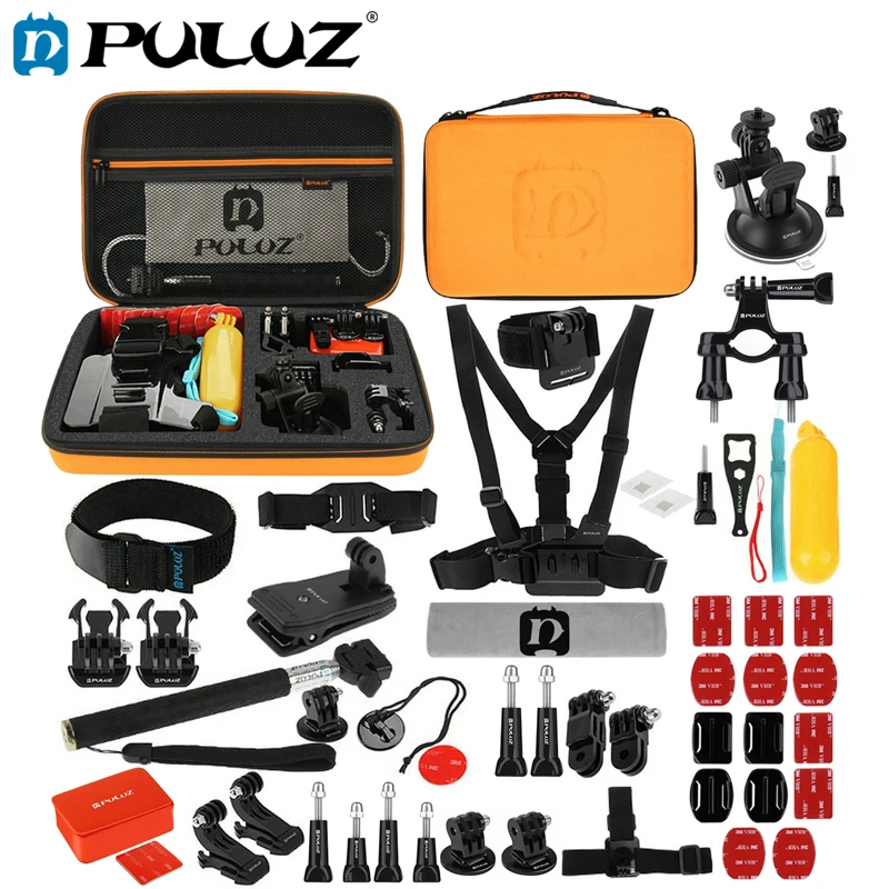 

PULUZ 53 in 1 Accessories Sets For GoPro Hero5/6 Total Ultimate Combo Kits+Orange EVA Case For Go Pro Acessories Kits