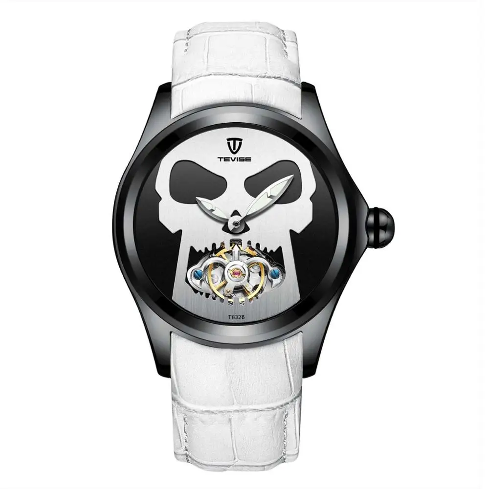 Новые Брендовые мужские механические часы Tevise, автоматические Модные цветные индивидуальные мужские спортивные часы, мужские часы - Цвет: White