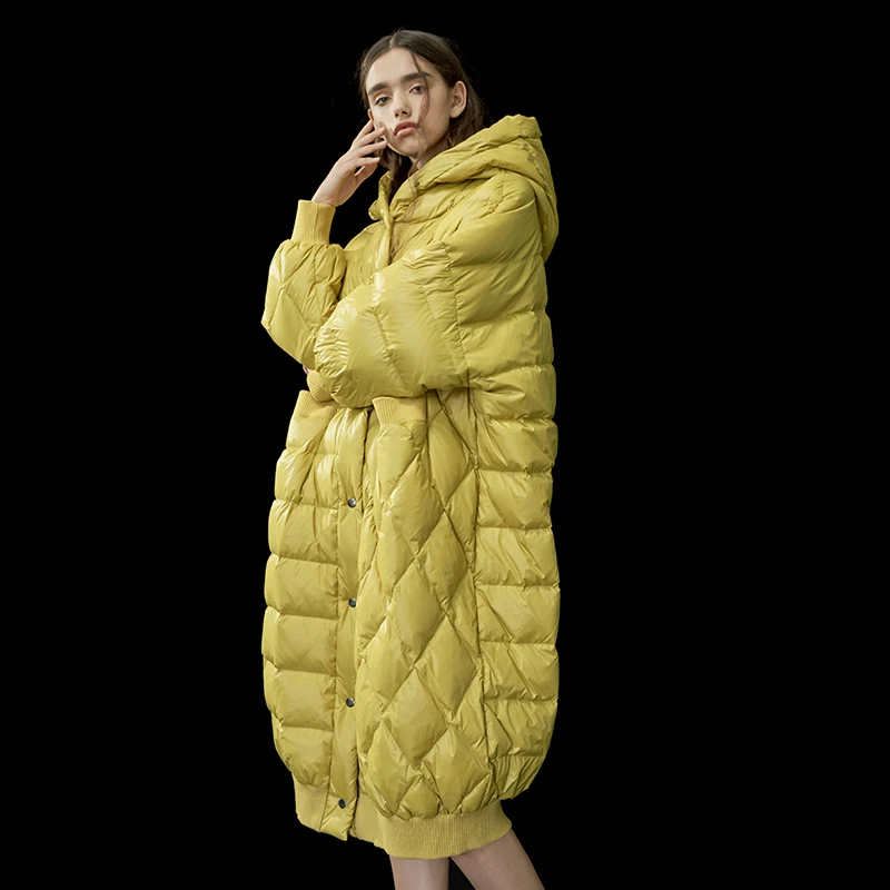 Линетт's chinoiseroy, зимний дизайн, Женский Короткий Ультра свободный, х-длинный, с капюшоном, белый утиный пух, пальто, куртки, верхняя одежда