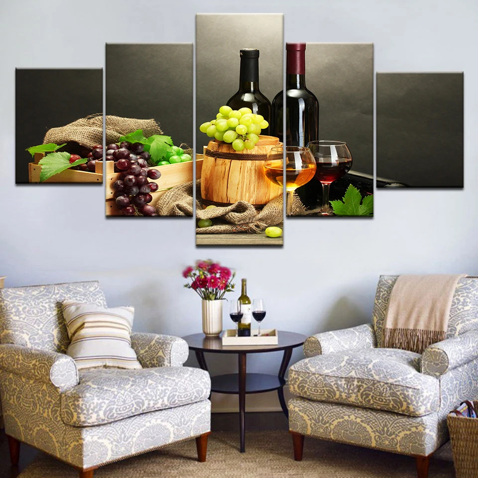 variety of Fruits Canvas Painting Large Wall Pictures For Living Room Kitchen Print 5 Panel Unframed | Дом и сад