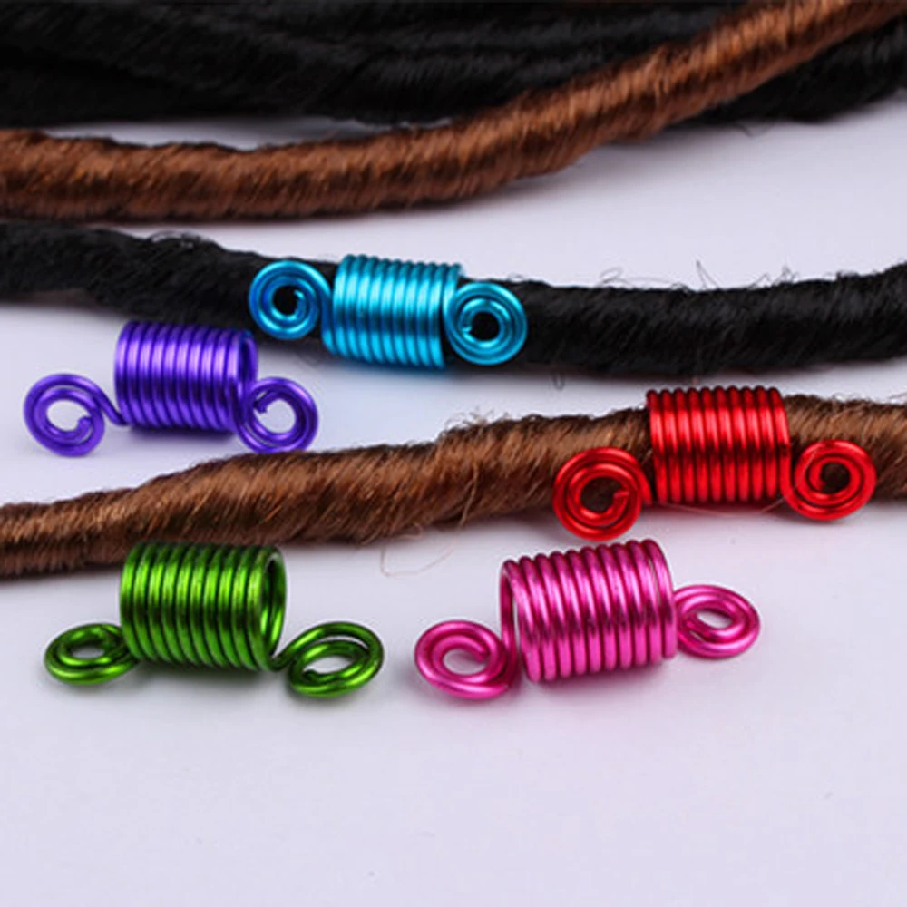 

5 Pieces Aluminum Hair Coil Dreadlocks Braiding Beads Wig Jewelry Ring African Twisted Braid Spring Braid Hollow Braided Hair